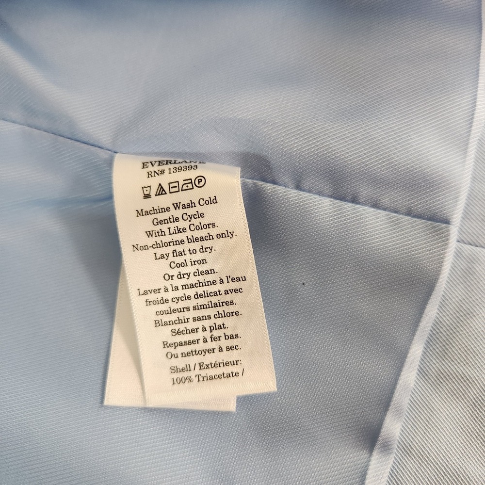 Everlane The Drapey Blazer Pastel Blue Double Breasted Size 12 Lined Boyfriend - Picture 13 of 14